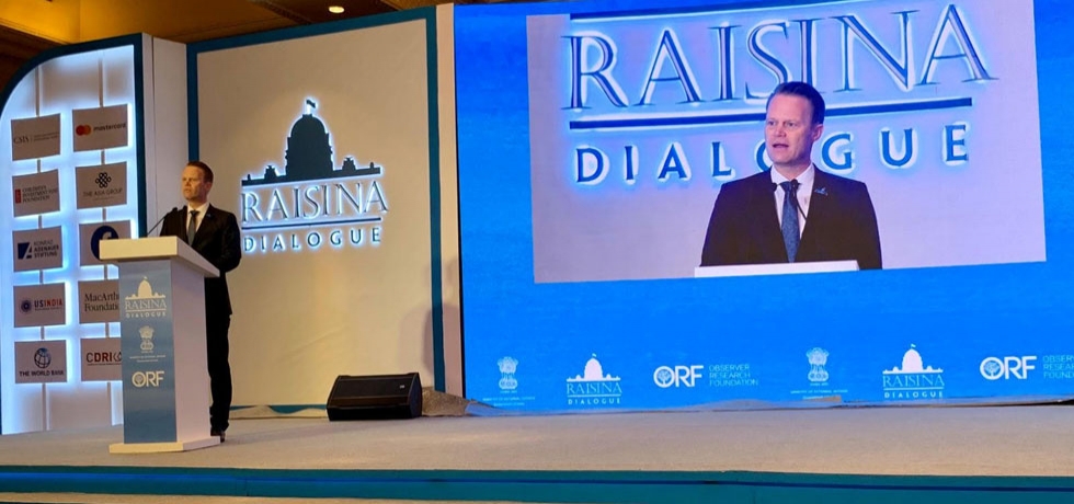 Danish Foreign Minister Mr. Jeppe Kofod speaking at Raisina Dialogue 2020 on  15 January 2020 in New Delhi