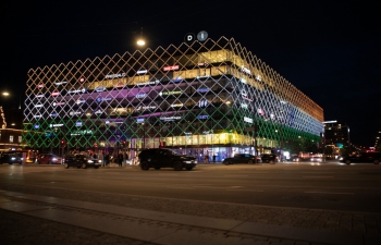 As a mark of honor, the iconic Danish Industries building in Copenhagen was lit in the Indian tricolour Flag of India on the eve of India's 75th Independence Day