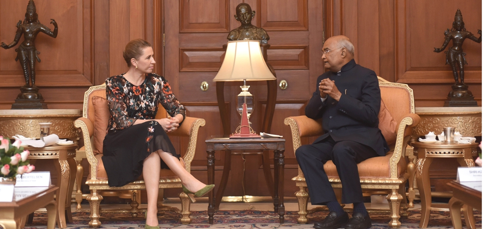 Prime Minister Ms. Mette Frederiksen of Denmark called on President Ram Nath Kovind at Rashtrapati Bhavan on 9th October 2021