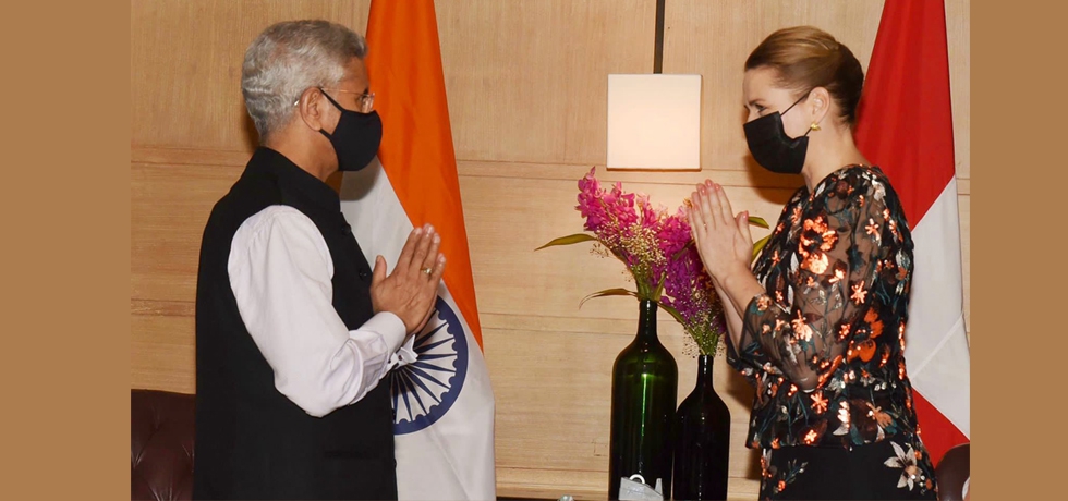 EAM Dr. S. Jaishankar welcomed Denmark Prime Minister H.E. Ms. Mette Frederiksen on her first visit to India on 9th October 2021