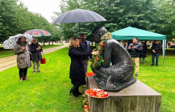 Celebration of Gandhi Jayanti 02nd October, 2021 at the Gandhi Statue in Copenhagen.