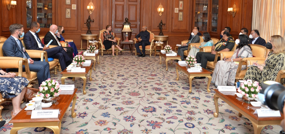 Prime Minister Mette Frederiksen of Denmark called on President Ram Nath Kovind at Rashtrapati Bhavan on 9th October2021