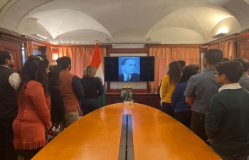 Floral tributes were paid to Babasaheb Bhimrao Ambedkar at the Embassy of India in Copenhagen today to mark his 131st Birth Anniversary. Dr. Ambedkar was remembered as a great visionary, legal luminary & the chief architect of India’s Constitution.