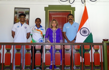 The Indian swimming team participating in the Danish Open Swimming Championship wherein they won Gold & Silver were felicitated at the Embassy by Ambassador Pooja Kapur. Congratulations to the young talent!