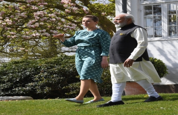 Prime Minister Narendra Modi and Danish PM Mette Frederiksen at Marienborg, the official residence of the PM of Denmark.