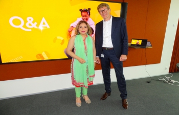 Ambassador Pooja Kapur met CEO of LEGO Group, Mr. Niels B. Christiansen at their state of the art new campus in Billund