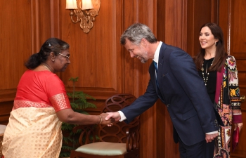 Their Royal Highnesses Crown Prince Frederik and Crown Princess Mary of Denmark called on Hon'ble President of India, Smt. Droupadi Murmu at Rashtrapati Bhavan