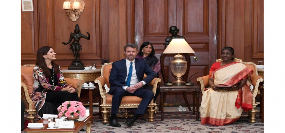Their Royal Highnesses Crown Prince Frederik and Crown Princess Mary of Denmark called on Hon'ble President of India, Smt. Droupadi Murmu at Rashtrapati Bhavan  