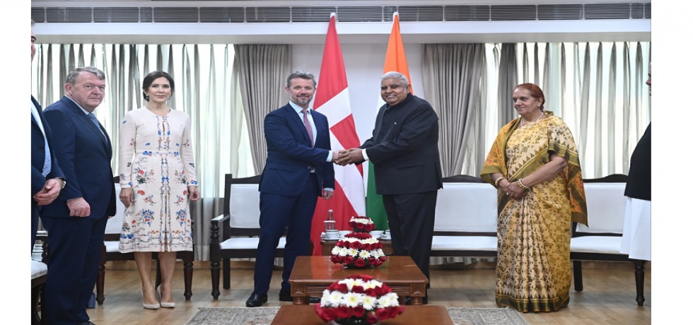 Hon'ble Vice President of India, Shri Jagdeep Dhankhar and Dr Sudesh Dhankhar met their Royal Highness Crown Prince Frederik & Crown Princess Mary of Denmark  