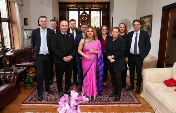 Mr. Søren Gade, Speaker of the Danish Parliament along with members of the Parliamentary Presidium, Mr.Leif Lahn Jensen, Ms.Karina Adsbøl, Mr.Jeppe Søe, were hosted by Amb Pooja Kapur at India House.