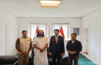 Ambassador Manish Prabhat met Swami Jyothirmayah, International Director, The Art of Living Foundation.